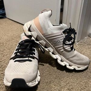 Women's Athletic Shoes in Cream and Black